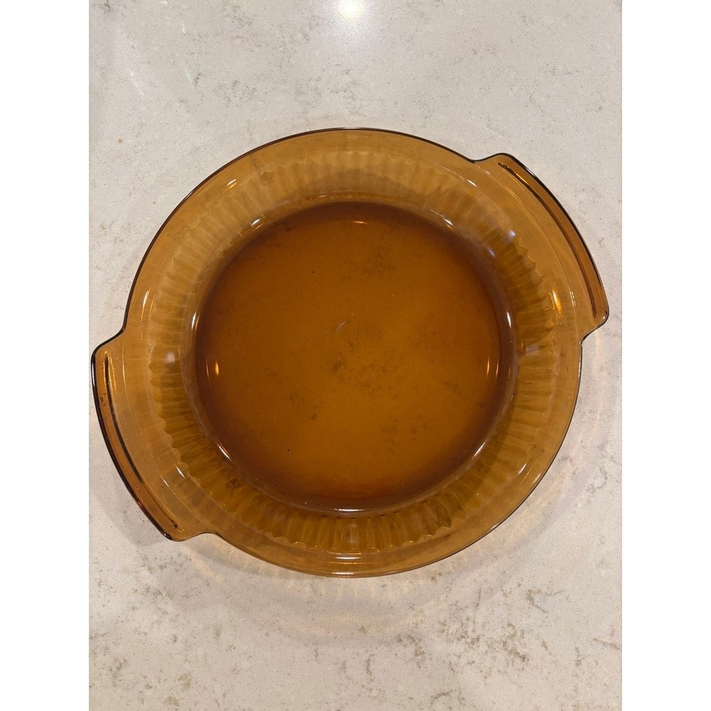 Vintage Anchor Hocking 9" Harvest Amber Pie Plate Brown Glass #1460